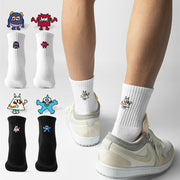 Men's Summer Cotton Thickened Towel Bottom Cartoon Socks