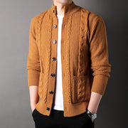 Young And Middle-aged Thick Knit Cardigan Retro Jacquard Loose-fitting Sweater Jacket