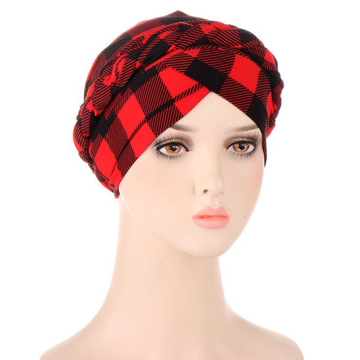 Tie-dyed Short Braid Can Hide Hair Turban Hat