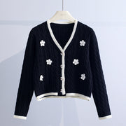 Women's Fashion Casual Three-dimensional Flower Sweater Jacket