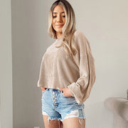 European And American Leisure Drop-shoulder Round Neck Pullover