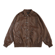 Loose Motorcycle Leather Wind Coat