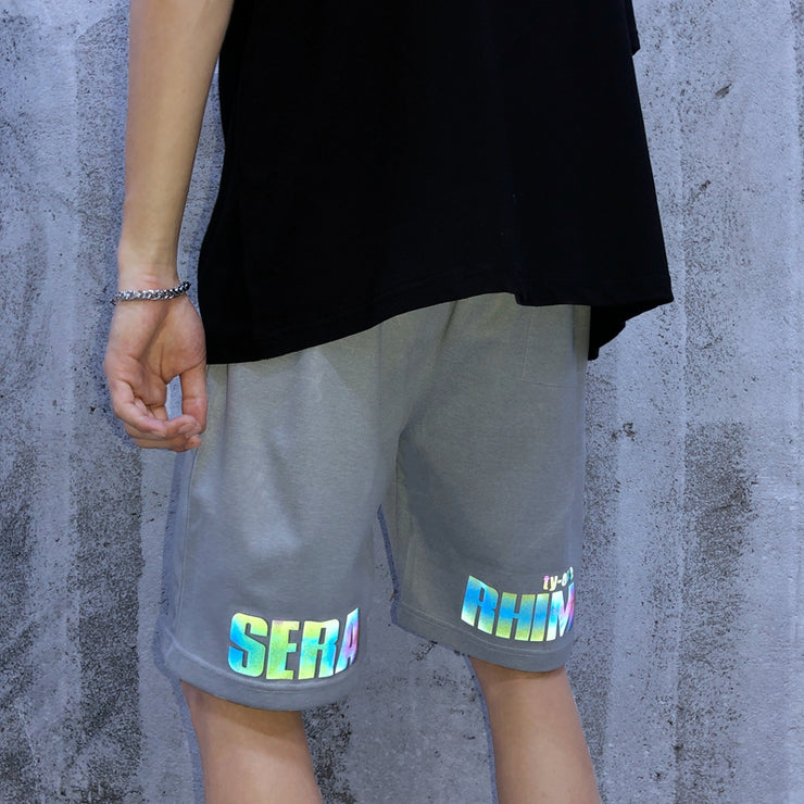 Men's Trendy Reflective Letter Print Shorts