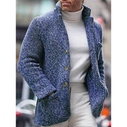 Autumn And Winter European And American Men's Knitted Cardigan Stand Collar Coat