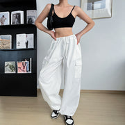 Autumn High-waisted Casual Pants European And American Women's Wide Legs Loose Large Size String Straight Leg Cargo Pants