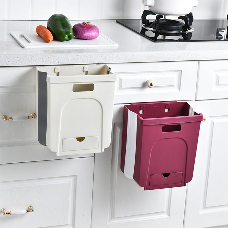 Hanging folding hanging household trash can