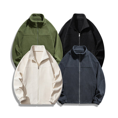 Men's Fashion Casual Fleece Hong Kong Style Sweatshirt Jacket