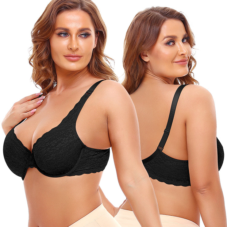 Women's Underwired Lace Jacquard Ultrabook Underwear Plus Size Bra