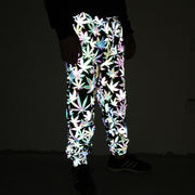 Colored Maple Leaf Reflective Pants Men's Loose Tappered Sweatpants