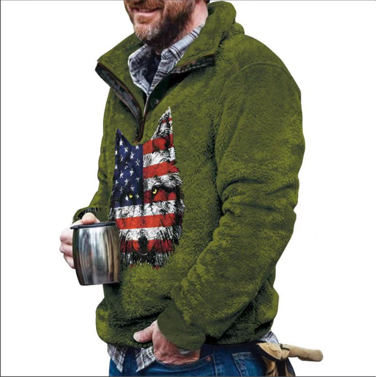 Men's Casual Flannel Plush Sweatshirt