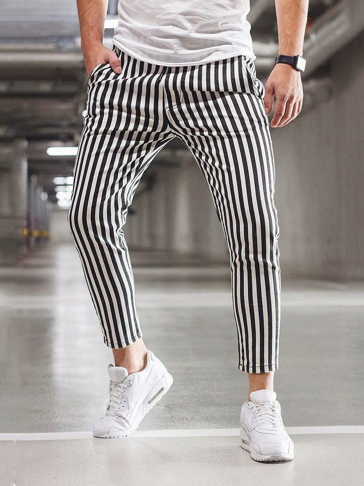 Men's Printed Casual Fashion Striped Trousers