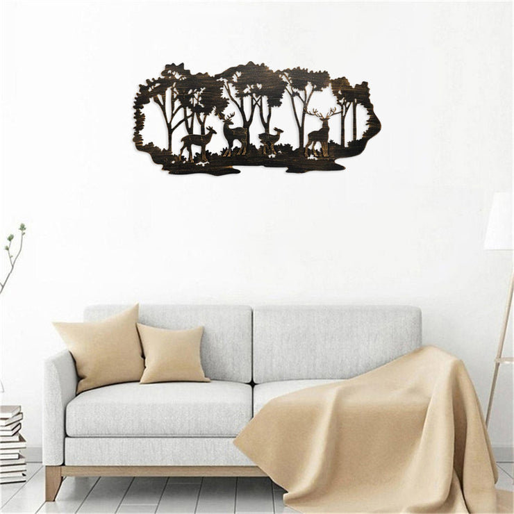 Metal Wall Art Deer Forest Hanging Ornament