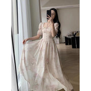 Women's Fashion Square Collar Chiffon Dress