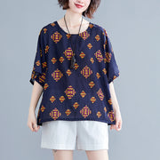 Women's Fashionable Cotton And Linen Printed Loose Round Neck Short Sleeve T-shirt