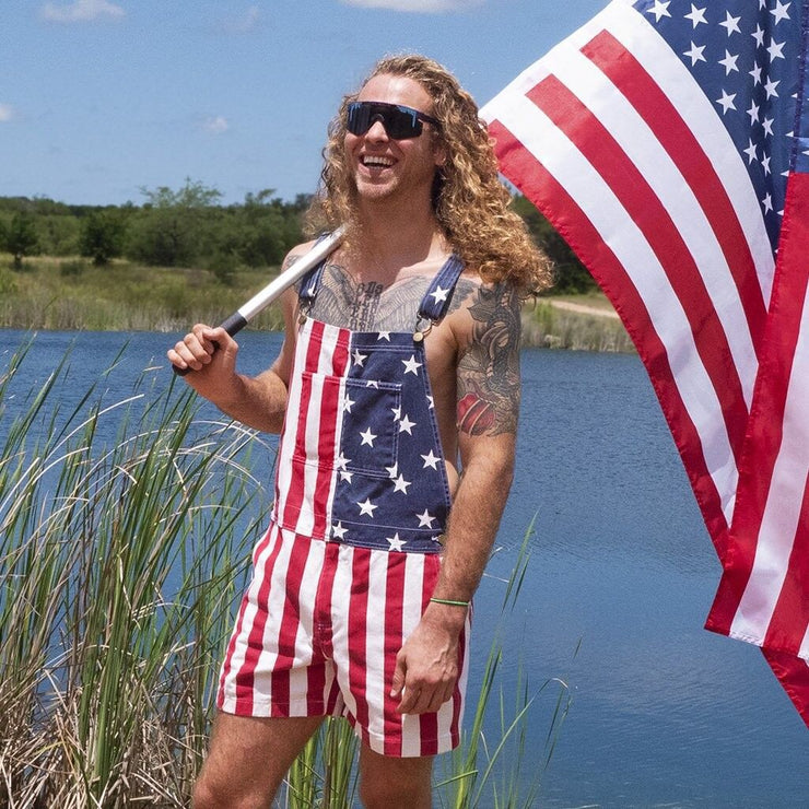 American Independence Day Flag Couple Overalls