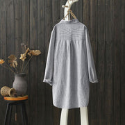 Women's Fashion Simple Embroidery Long Sleeve Cotton Linen Shirt