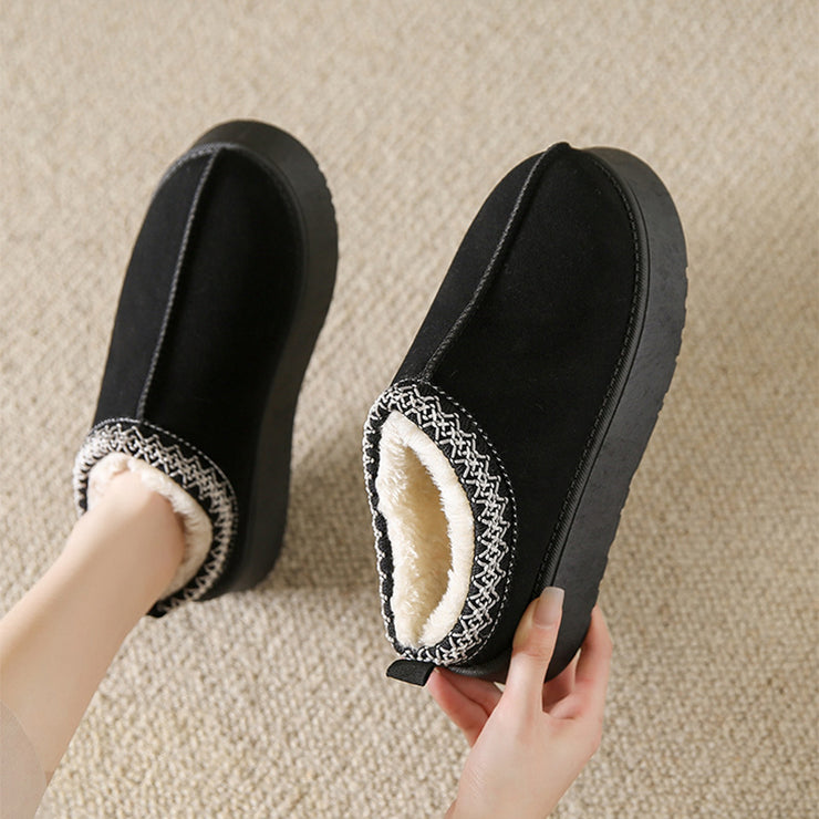 Baotou Plush Half Slippers Home Snow Boots Women's Fleece Warm Thick Bottom Cotton Shoes