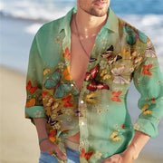 Men's Loose Floral Shirt Beach Retro