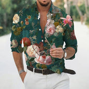 Men's Loose Floral Shirt Beach Retro