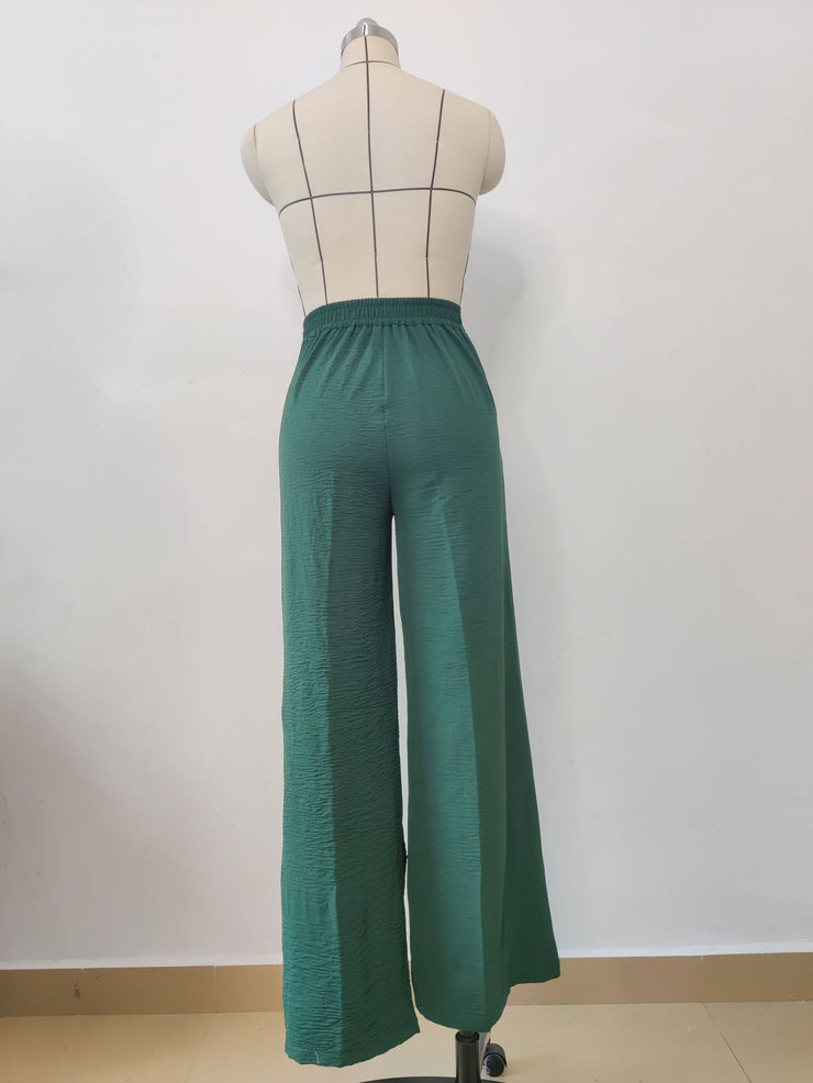 Solid Color Loose Pleated Wide-leg Casual Pants