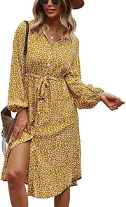 Autumn And Winter Mid-length Printed Long-sleeved Dress