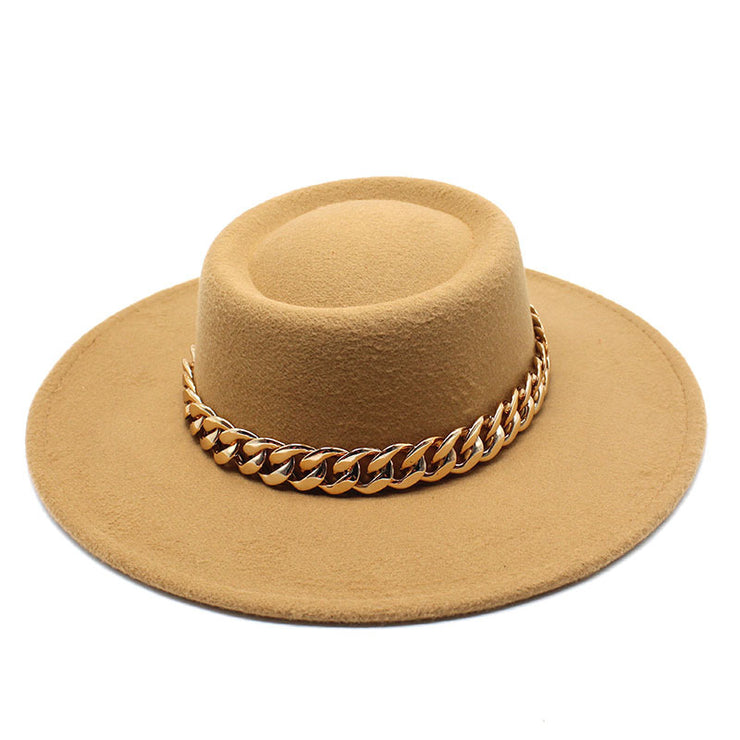 British Elegance Round Concave Flat Top Woolen Hat