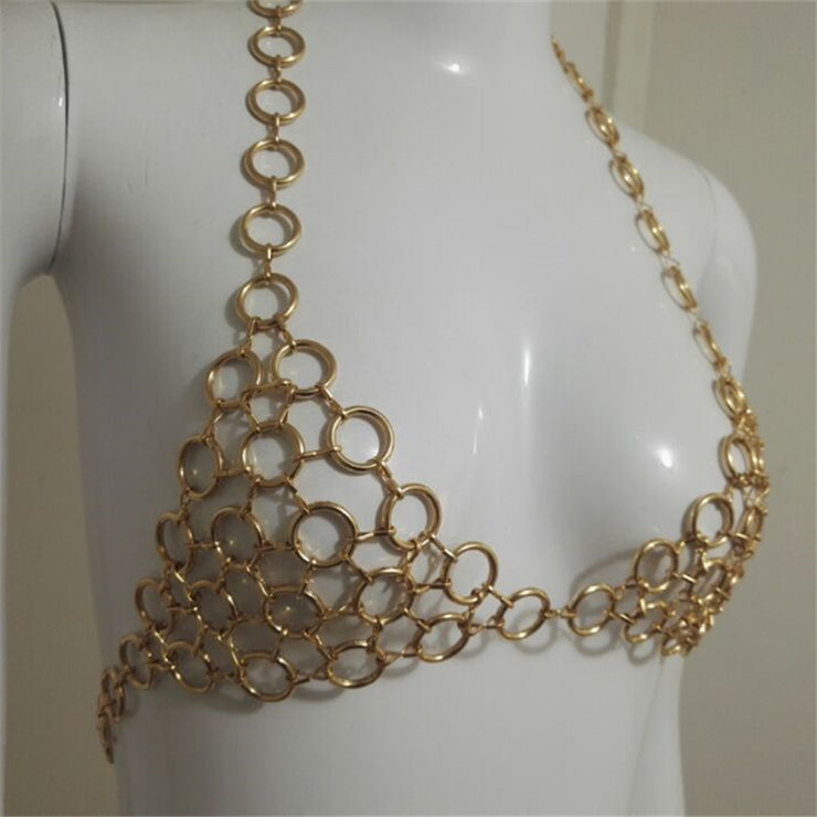 Metal circle hollow hanging neck chest chain