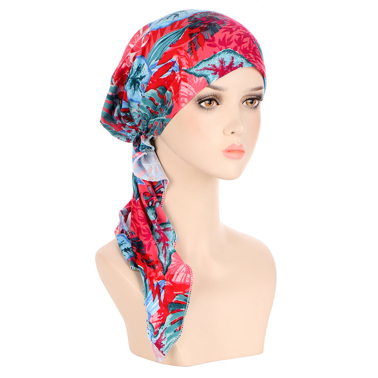 European And American Printed Curved Flower Cloth Cap