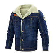 Fleece denim multi-pocket jacket