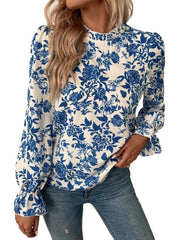 Casual Print Fashion Flared Long Sleeve Top