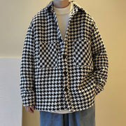 Men's Casual Woolen Jacket Hong Kong Style Ing Trend Fashion Houndstooth