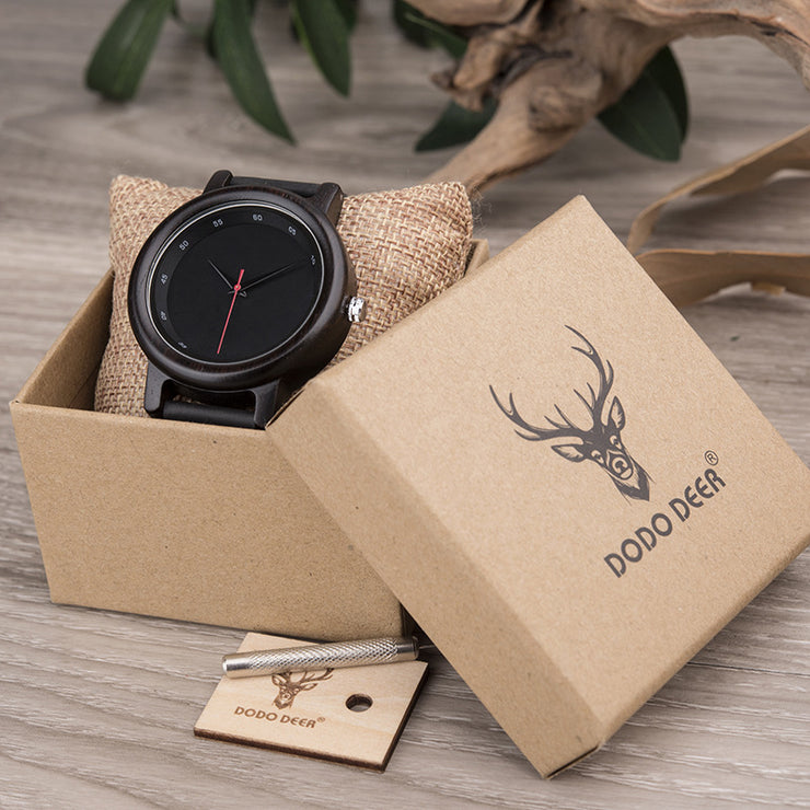 Men's and women's leather wooden watches