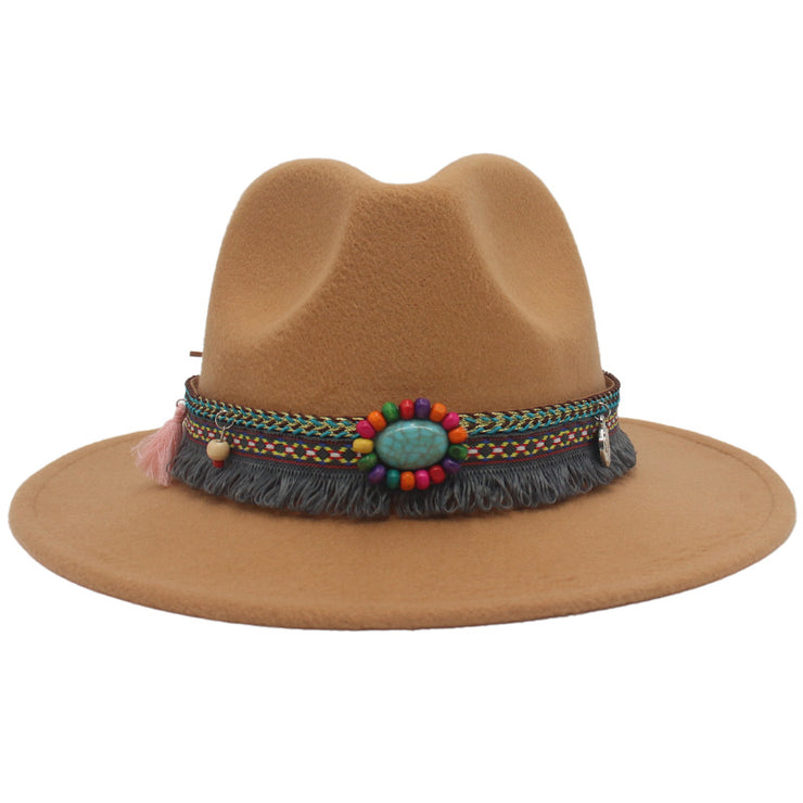 Ethnic Style Western Cowboy Hat Gem Accessories Tibetan Top Hat