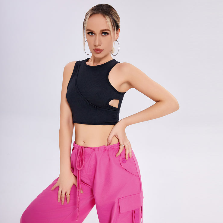 Cutout Cropped Navel Vest