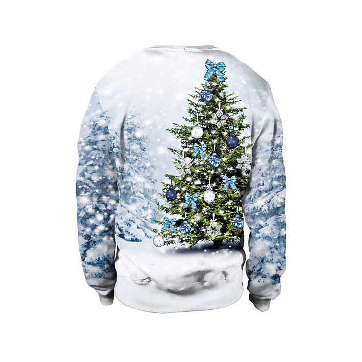 Cat Christmas Digital Printing Round-neck Pullover