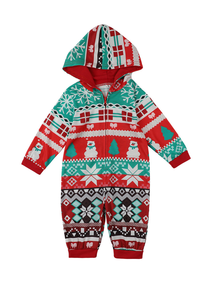 Christmas Hooded Printing Romper Home Wear One-piece Parent-child Outfit