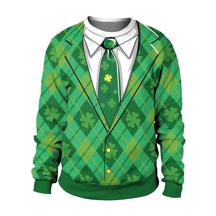 Lan Saint Patrick's Day Printed Clothing Round Neck Couple Sweatshirt