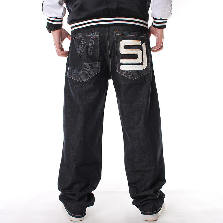 Men's Plus Size Trousers Hip-hop Printed Loose Skateboarding Pants