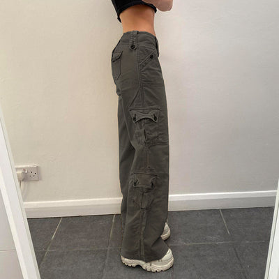 Low-Rise Multi-Pocket Pressed Loose Cargo Pants