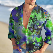 Men's Loose Floral Shirt Beach Retro