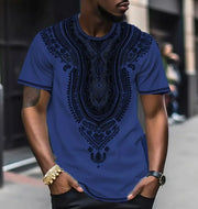 Ethnic Style 3D Digital Printed Round Neck Short-sleeved T-shirt Men