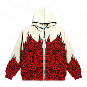 Printed Loose Hooded Fashion Sweater