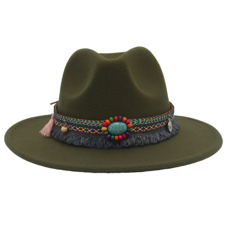 Ethnic Style Western Cowboy Hat Gem Accessories Tibetan Top Hat