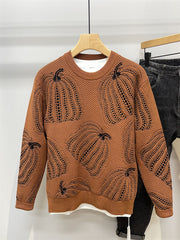 Color Matching Jacquard Crew-neck Sweater Man