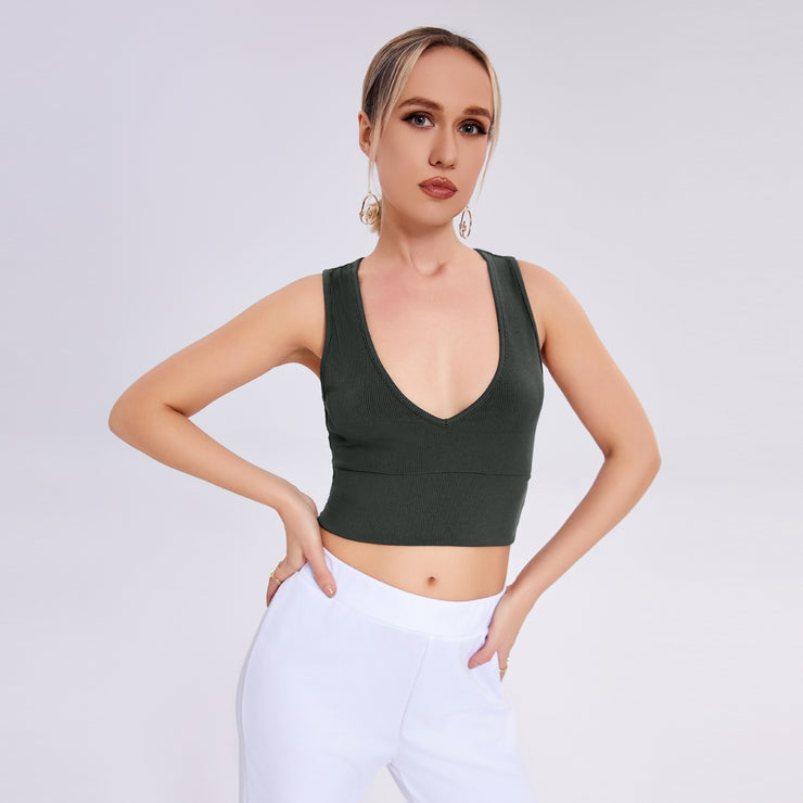 Cool Summer Fashionable And Sexy Deep V -neck Camisole Exposed Navel Suspender Vest