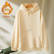 Men's And Women's Fashion Casual Fleece And Thick Solid Color Hooded Sweater