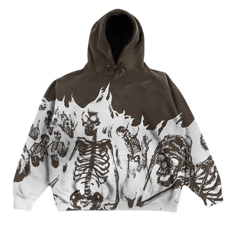 Printed Loose Hooded Fashion Sweater