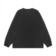 Rock Print Washed Oversize Long Sleeve Bottoming T-shirt