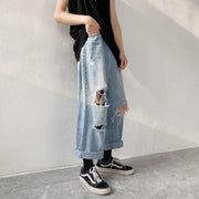 Hong Kong Style Casual Loose Wide Leg Pants Light Color Casual