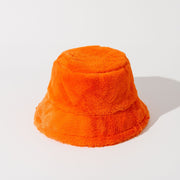 Children Solid Color Plush Bucket Hat